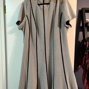 Black and white Calvin Klein knee length dress